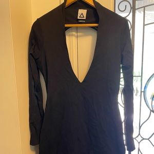 Deep plunge black bodycon dress